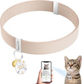 Cat Collar with QR Code Name Tag, Stretch Elastic Quick Release, Cat ID Tag Personalized, Ultra-Durable, Non Breakaway Lightweight Kitten Collar Fits Most Girl Boy Small Large Cats (Khaki)