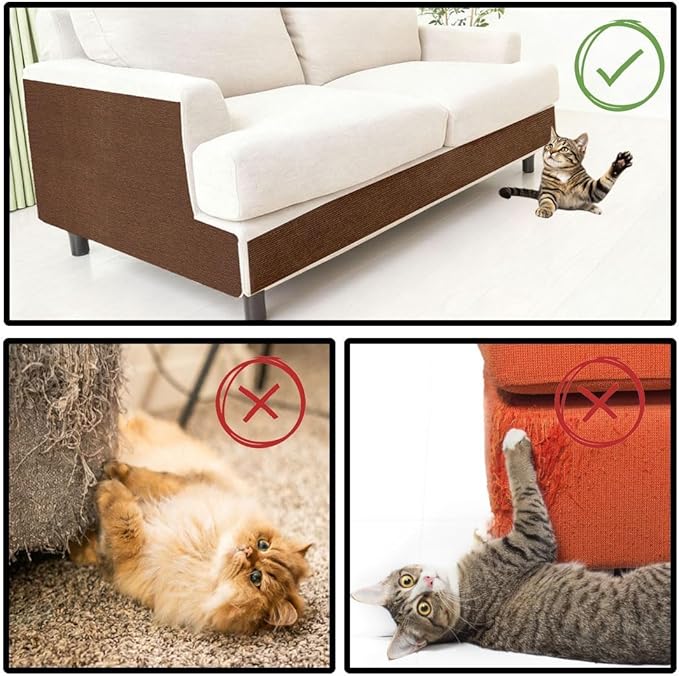 Cat Scratch Furniture Protection, Couch cat Scratch Furniture Protector, DIY Indoor Couch cat Scratch Protector (Brown 78.7x15.8Inch)