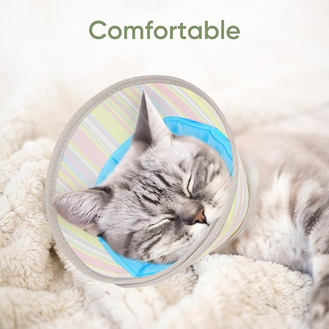 Supet Soft Cat Cone Collar to Stop Licking, Breathable Mesh Cone with Waterproof Liner Recovery Collar, for Kitten, Comfortable Elizabethan Alternative for Spay Neuter Grooming (S)