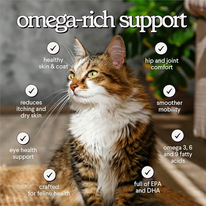 Premium Salmon Oil for Cats – Pure Norwegian Salmon Oil High in Omega 3 EPA & DHA -Powerful Fish Oil for Cats Skin & Coat, Hip & Joints, Allergies & Immunity – Omega 3 Fish Oil - 4oz Liquid
