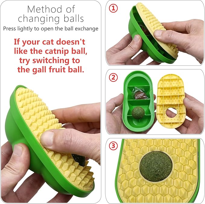 miwoowim 2 Pcs Catnip Toys Balls that Stick on Wall,Cat Toy Ball, Catnip Wall Balls for Cats Lick,Cat Face Scratchers, Cat self Groomer for Indoor Cats, Corner Brush