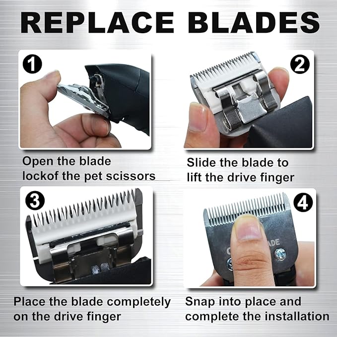 Docal 7FC Silver Detachable Clipper Ceramic Blades, Dog Grooming Clipper Replacement Blades Compatible with Dog Clippers, KM Series Clippers, Most A5, Size-7FC, 1/8-Inch Cut Length (3.2mm)
