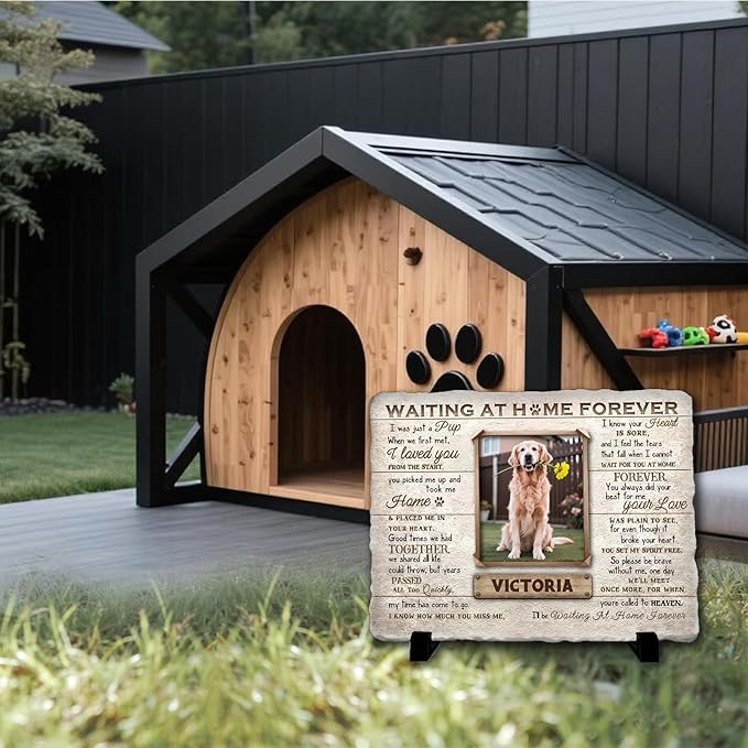 Personalized Pet Memorial Stone, Custom Dog Memorial Gifts for Loss of Dog with Photo Name Date, Dog Remembrance Gift, Loss of Dog Sympathy Gift for Dog Cat Lovers (Quote 02)