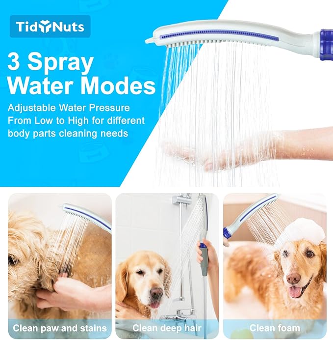 Dog Shower Attachment, Dog Bathing Supplies for Fast and Easy Bathing, Indoor and Outdoor Sprayer Includes Lick Mat and 8-Foot Flex Hose