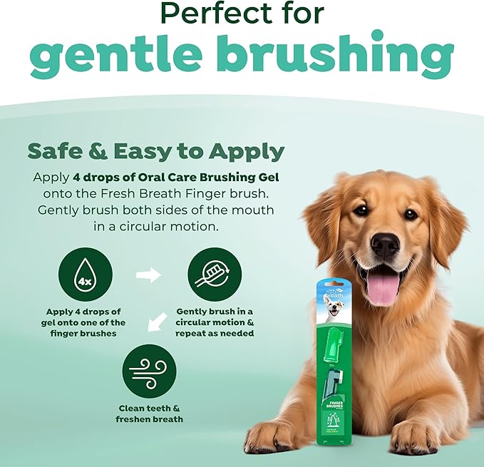 TropiClean Fresh Breath Finger Brushes for Pets, 2 pack -