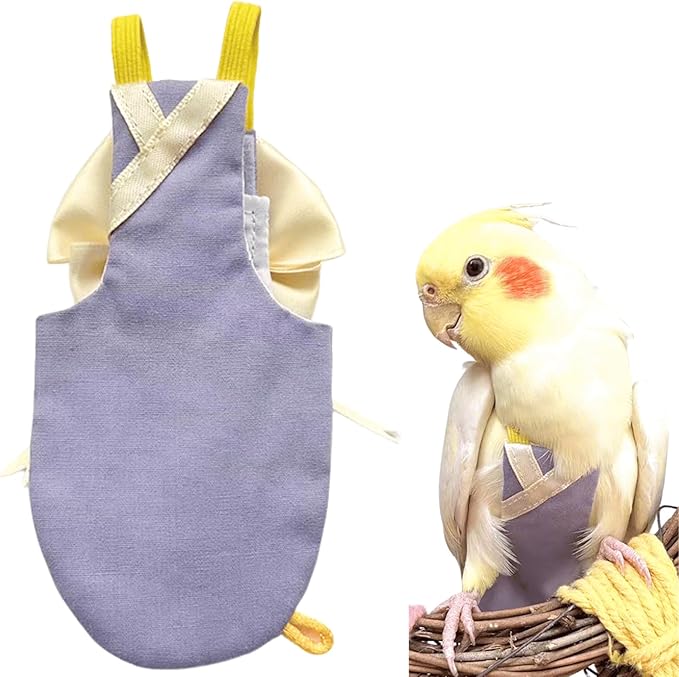 Bird Flight Suits Diapers, Parrot Flight Suits Diapers for Quaker Parakeets Cockatiels Conures Macaw African Grey, Bird Diaper, Parrot Clothes (Purple B,Macaw)