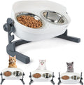 All for Paws Height Adjustable Cat Elevated Bowls Stainless Steel Dog Food Water Bowls, Height Adjustable Cat Feeder Mess Proof Pet Feeding Bowls for Small to Large Size Cats