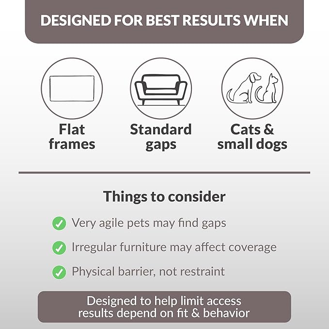 Petsy Under Couch Blocker – Extra Long 138" x 7.9" Furniture Barrier for Dogs & Cats – Prevent Pets from Hiding Under Beds or Sofas – Protect Floors & Keep Your Home Clean, Safe, and Pet-Friendly