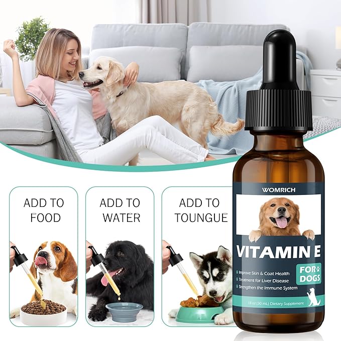 Vitamin E for Dogs - Dog Vitamins E - Vitamin E Dropper for Dogs, Improve Skin & Coat Health, Treatment for Liver Disease, Strengthen Immune System - Natural Formula for All Ages, and Breeds - 30 ML