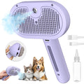 Pecait 3-in-1 Self-Cleaning Brush for Shedding Dogs and Cats - Removes Static, Tangles, and Loose Hair (Purple)