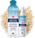 TropiClean Oxymed Cat & Dog Medicated Shampoo for Itchy Skin and Oxymed Medicated Itch Relief Spray Set, Skin Soothing Oatmeal Shampoo for Dogs & Cats | Set of 2