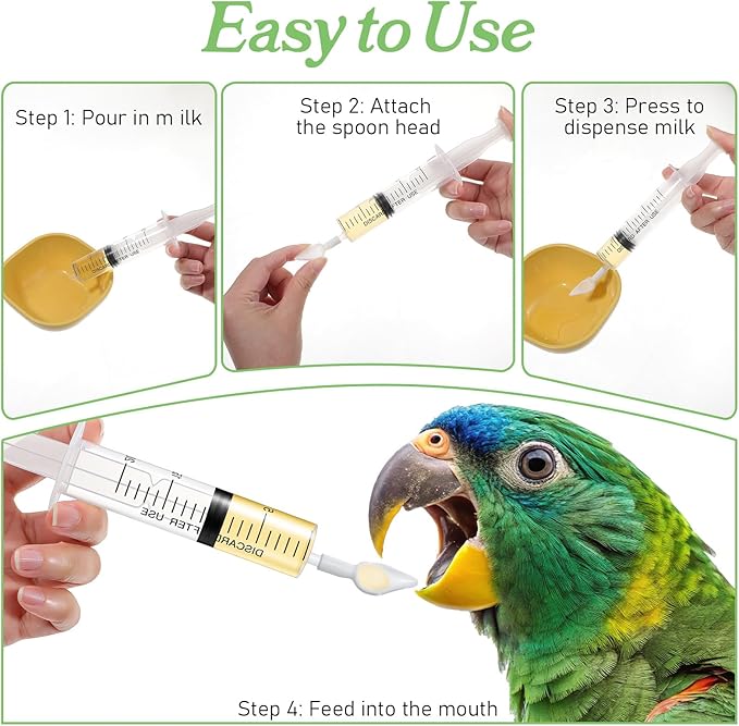 Baby Bird Feeding Syringe, Reusable Manual Bird Feeding Syringe with Spoon Tip and Soft Tube for Milk, Water, Liquid Food, Parrot, Small Pet