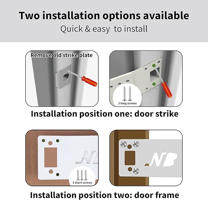 Neobay Steel Cat Door Latch, Door Prop for Cats Keep Dogs Out of Cat Feeding Station & Litter Box, Cat Door Stopper with Silicone Anti-Collision Pad, Alternative to Interior Pet Door, White