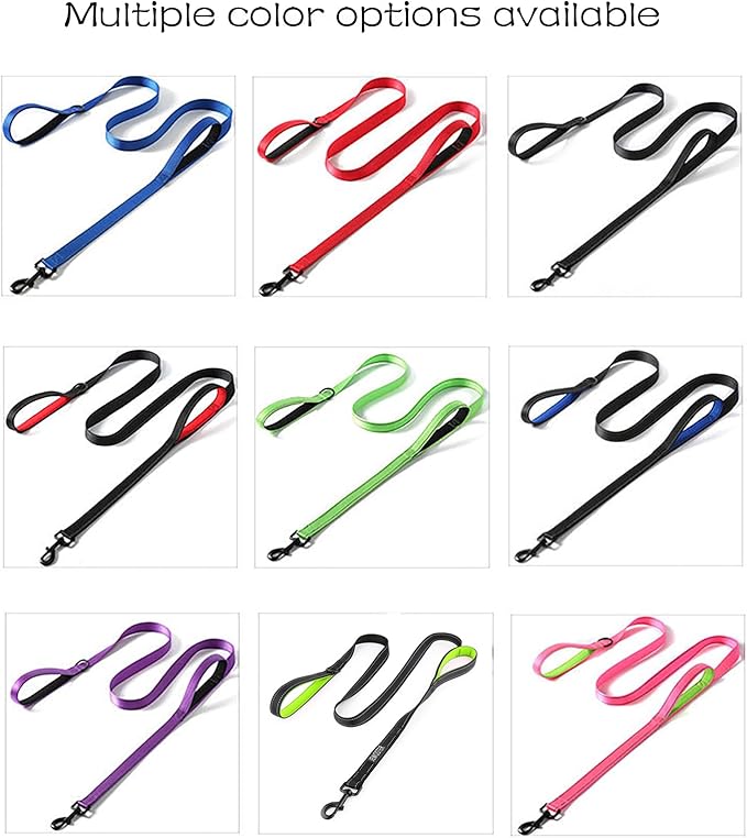 Dog Leash Heavy Duty - 2 Handles by Padded Traffic Handle for Extra Control, 6foot Long - Perfect for Medium to Large Dogs (6 ft, Black Blue)