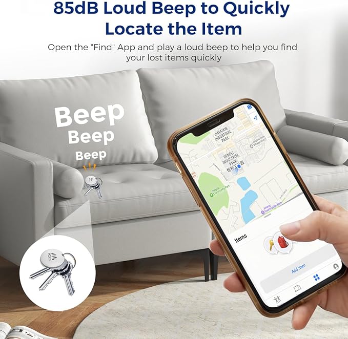 Item Finder Tracker Air Tag Compatible - Apple Find My Supported, No App Needed | IP67 Waterproof, 365-Day Battery, Global Tracking | Compact for Kids Pets Keys Luggage Wallets (iOS/iPadOS 14.5+)