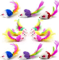VOVIGGOL Cat Mice Toys for Indoor Cats 12PCS, 5 Color Variety Mouse Cat Toy for Cats, Furry Cat Toy Mice Rattle Small Mouse Kitten Interactive Play