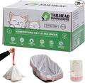 Cat Litter Box Liners - 100% Compostable - Drawstring Close - Scent Free - Jumbo Size XL (36" L x 18" W) - 40 Micron (1.6 Mil) Heavy Duty - 20 Count - Scratch, Tear & Leak Resistant