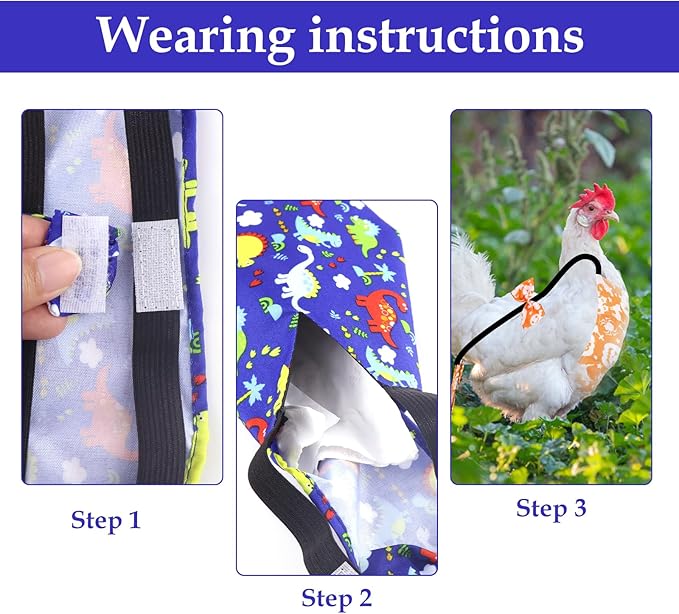 3 Pcs Chicken Diapers for Hens, Pet Duck Diapers with Bow Tie, Washable Duck Clothes & Poultry Accessories (Suitable for Chickens Weighing 1.1 to 3.3 lb)