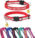 Cat Collar, Personalized Nylon Breakaway Cat ID Collar Embroidered with Pet Name and Phone Number and Bell (Without Airtag case)