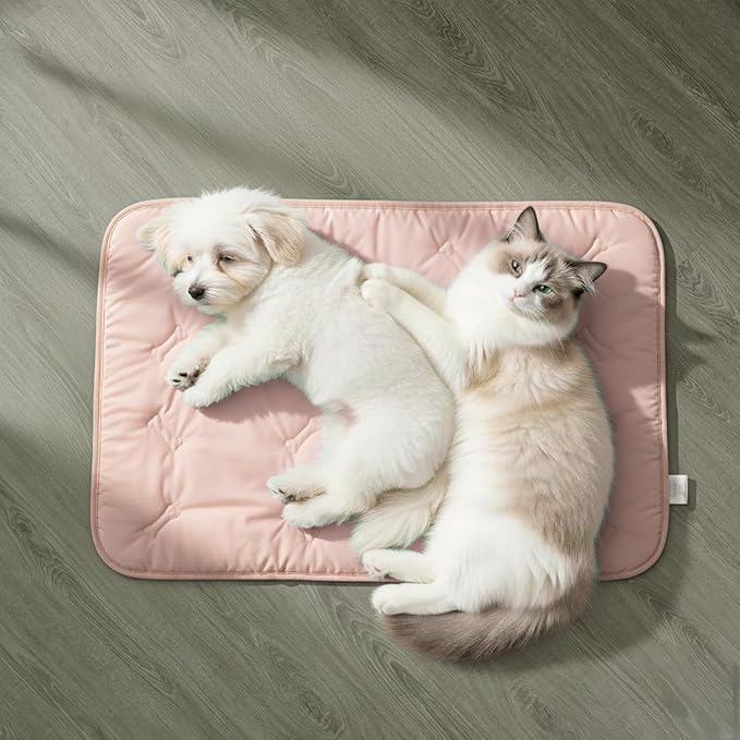 Cooling Pet Mat – 31x28.5 Dog or Cat Cool & Comfy, Soft Breathable Self-Cooling Pad, Pet-Safe, Durable, Perfect for Hot Weather, Naps, Crates, Cars, Couch, Washable, Take Anywhere, Pink