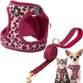 BELLA & PAL Step in Vest Harness for Small and Medium Dogs, No Pull Small Dog Harness with Leash Set, Comfortable Air Mesh Dog Vest Harness with Reflective Strip (Pink Leopard, XS)