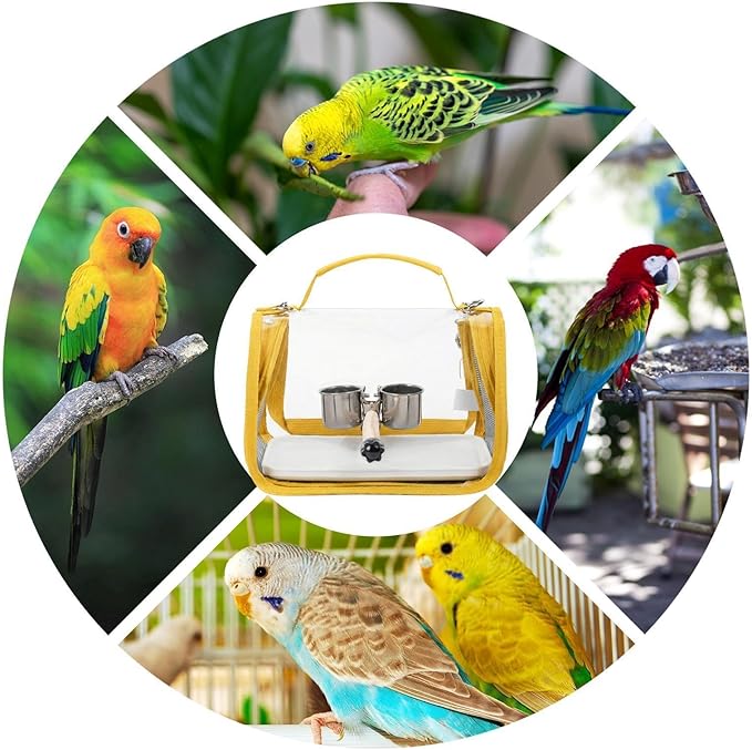 Bird Travel Carrier - Transport Bag for Bird with Perch - Lightweight Parakeet Cage - for Parrot Parakeet Cockatiel Conure Cockatoo Outdoor Travel Camping Road Trip Vacation