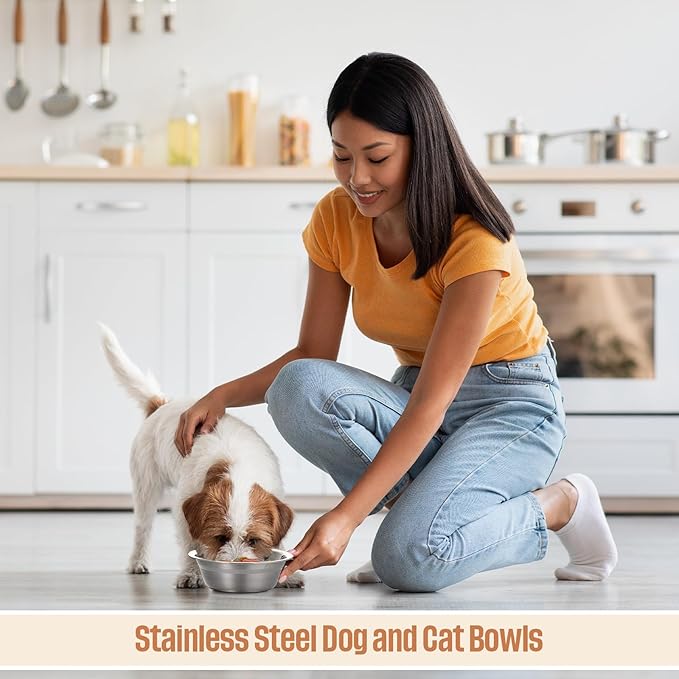 Zhehao 30 Pcs Stainless Steel Dog Bowls Bulk Metal Dog Food and Water Container Replacement Lightweight Pet Bowl for Cage Kennel and Crate(10 oz)