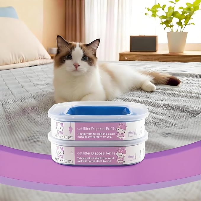 8 Pack 28FT Cat Litter Refill Cartridge, Compatible with Pet Genie Standard/Plus/Style Pail Refills, Up to 32 Months of Supply, 7 layer Odor Control Jumbo Refill Cartridge