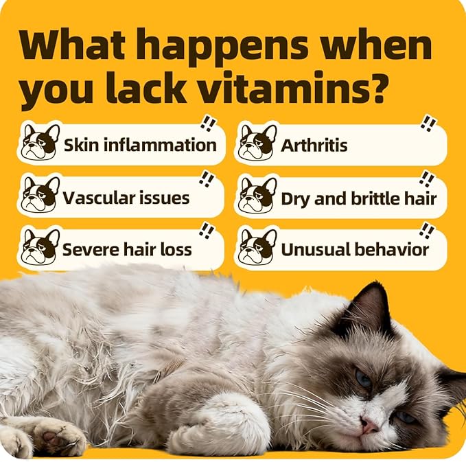 Multivitamins Supplement for UTIs & Allergy Relief, Skin & Coat Care, Hip & Joint Supplement, Immunity Boosting & Digestive Aid for Dogs & Cats 2.03 Fl Oz (1 Bottle)