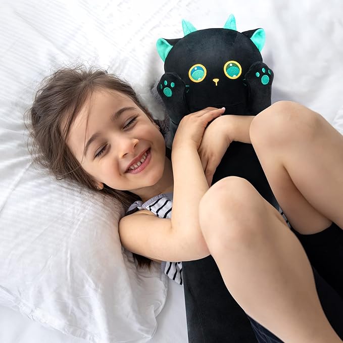 Mewaii Long Cat Plush 5 Sizes, 120% Extra Filling Giant Plushness Kids Body Pillow, Kawaii Cute Big Eyes Cat Stuffed Animals Plushies, Big Long Body Pillow Cat Plush Gift for Girls 44”