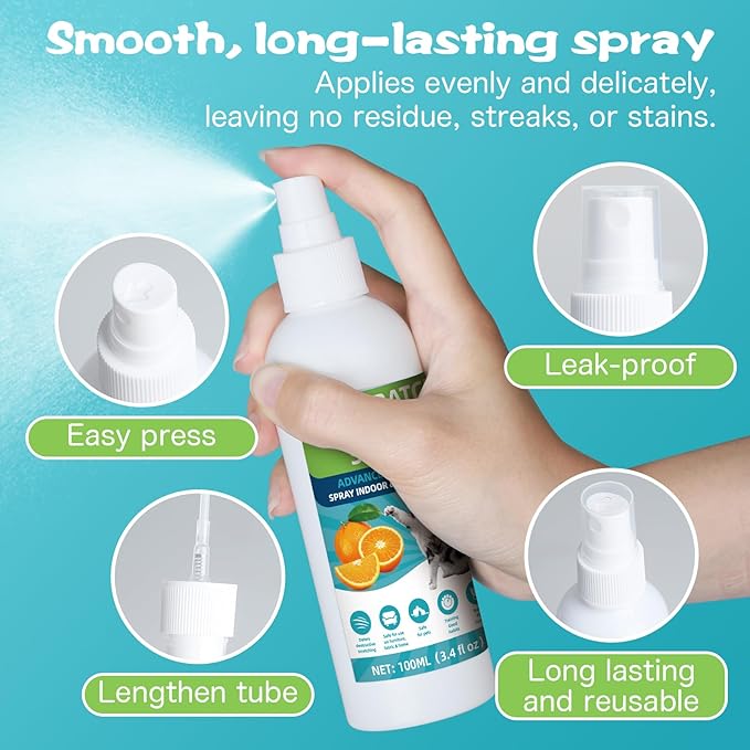 Cat Deterrent Spray, Natural Non-Toxic Cat Repellent Spray, Indoor & Outdoor Pet Training Cat Anti-Scratch Spray for Furniture, Carpet, Sofas, Curtain Protection, No Trace Formula (200 ML)