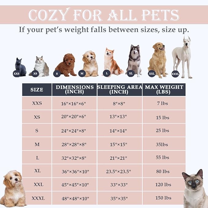 Washable Dog & Cat Bed for Ultra Large Small Medium Size Pet, Calming Donut Round Cute Warming Mat House Supply Indoor, 8 Sized Deal Necessity Essential Furniture for Boy Girl Puppy Kitten kitty