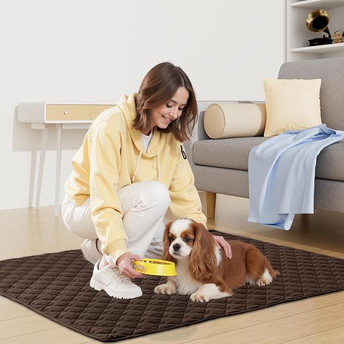 Smiry Waterproof Dog Bed Cover Blanket, Soft Reversible Pet Blanket, Washable Leakproof Cats Dogs Couch Cover for Sofa, Couch, Furniture (82x102 Inch, Chocolate/Dark Grey)