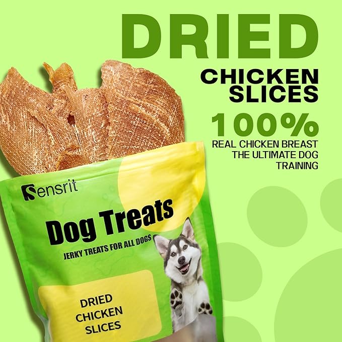 100% Dried Chicken Slices Dog Treats - 120g Single Ingredient Jerky, High Protein (68%) Real Chicken Breast Snacks, Natural Training Rewards for All Dogs, Grain-Free & Low Fat