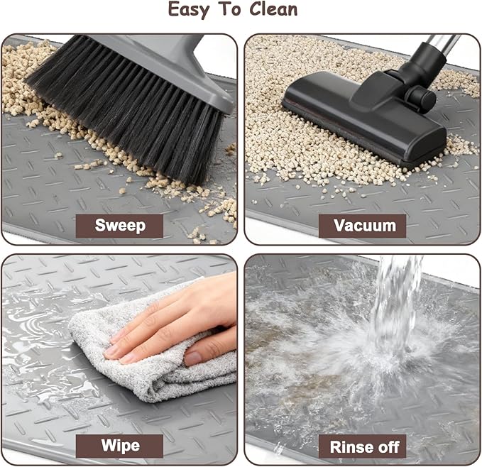 Cat Litter Mat, Extra Large 51" x 26" Litter Box Mat, Silicone Cat Litter Trapping Mat for Litter Box Scatter Control,Waterproof and Easy to Clean