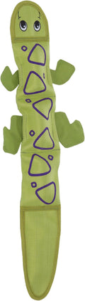 Outward Hound Fire Biterz Green Lizard Plush Firehose Material Interactive Dog Toy, Large