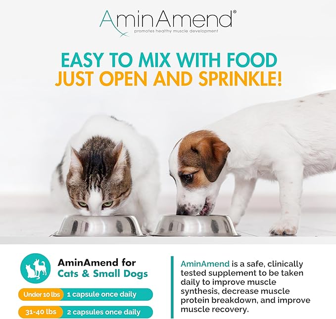 Muscle Support Pet Supplement for Small Dogs & Cats with CaHMB & Vitamin D3 – All Ages & Senior Dog Supplements for Muscle Strength, Mobility & Daily Activity – (30 Capsules)