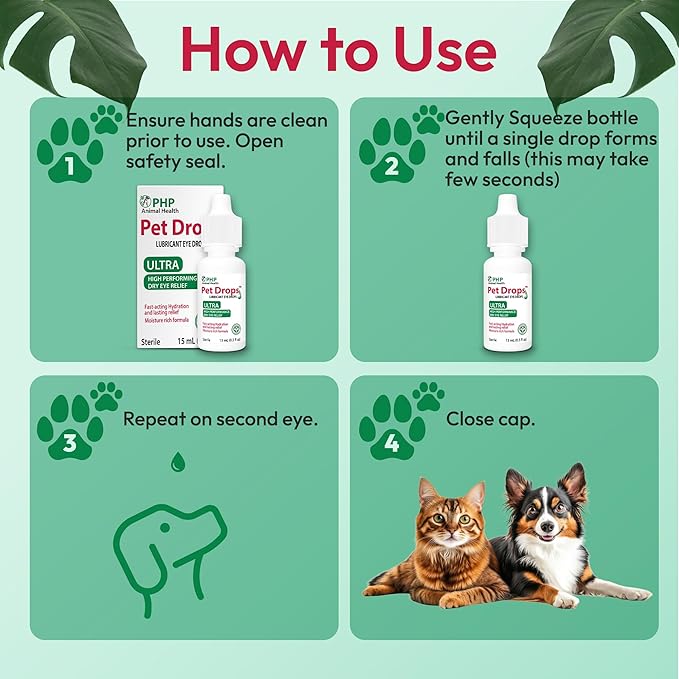 Pet Drops Ultra Lubricant Eye Drops for Dogs and Cats, Moisture Rich Formula, Fast Acting Hydration, Dogs Eye Drop for Dry Eyes, Artificial Tears for Extra Dry Eye, Twin Pack, 15-mL Each (30 ml) U.S.A