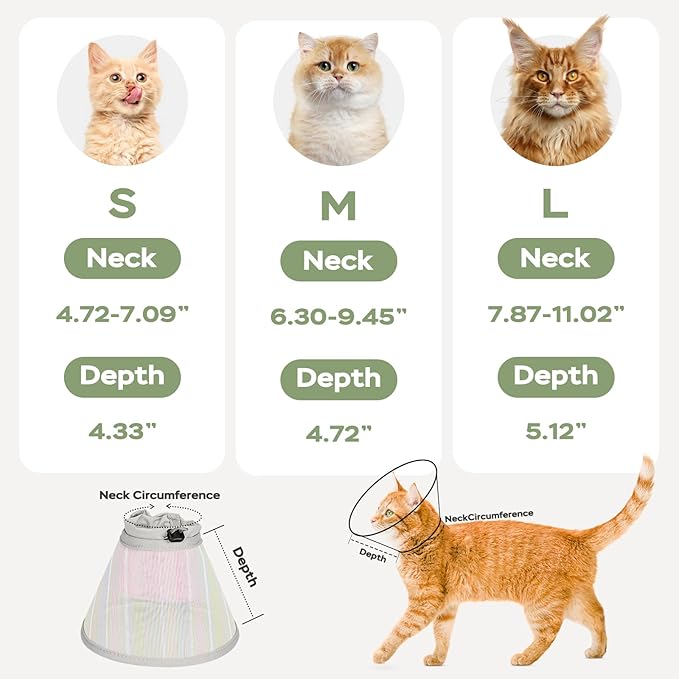 Cat Cone Collar Soft: Comfortable Mesh Recovery Cone After Surgery to Stop Licking and Scratch, Alternative to Plastic Elizabeth Head/Neck Cone for Large Cats and Small Dogs