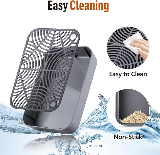 Cat Litter Box Ramp, Litter Box Step Mat with Filter Function for Self-Cleaning Cat Litter Box, Easy to Clean, Cats Pedal Step Stool Ideal for Kitten & Elderly Cats (Dark Grey)