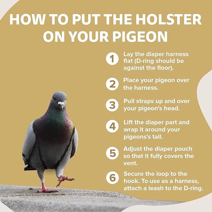 Hen Holster Premium Starter Kit - Bird Diaper, Wrap Around for Larger Pigeons, Small Breed Hens & Roosters - Leak-Proof, Comfortable Bird Harness with Sewn-in Liner & Hook & Loop Closure - XS, Leopard