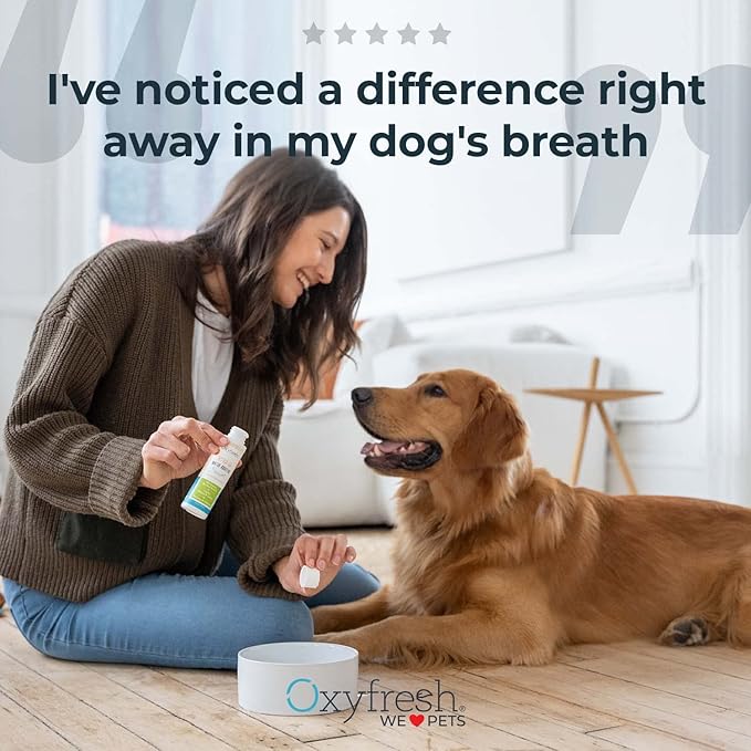 Oxyfresh Premium Pet Dental Kit for Dogs & Cats – Easiest Breath Freshener & Teeth Cleaning Solution for Fresh Breath, Clean Teeth, Plaque & Tartar Control – 4oz Toothpaste + 16oz Water Additive