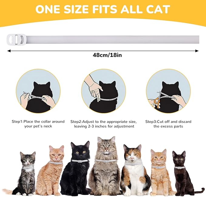 4 Pack Natural Flea Collar for Cats – 8 Months Long-Lasting Protection, Waterproof Cat Flea Collar, Adjustable Cat Flea and Tick for Kittens & Adult Cats