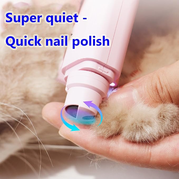 2 in 1 Cat Nail Grinder & Dog Nail Clippers, Rechargeable and Electric Pet Trimmers, LED Lighting, Painless and Quick Nail Filing, Suitable for Kittens, Puppies and Large Dogs (Pink)
