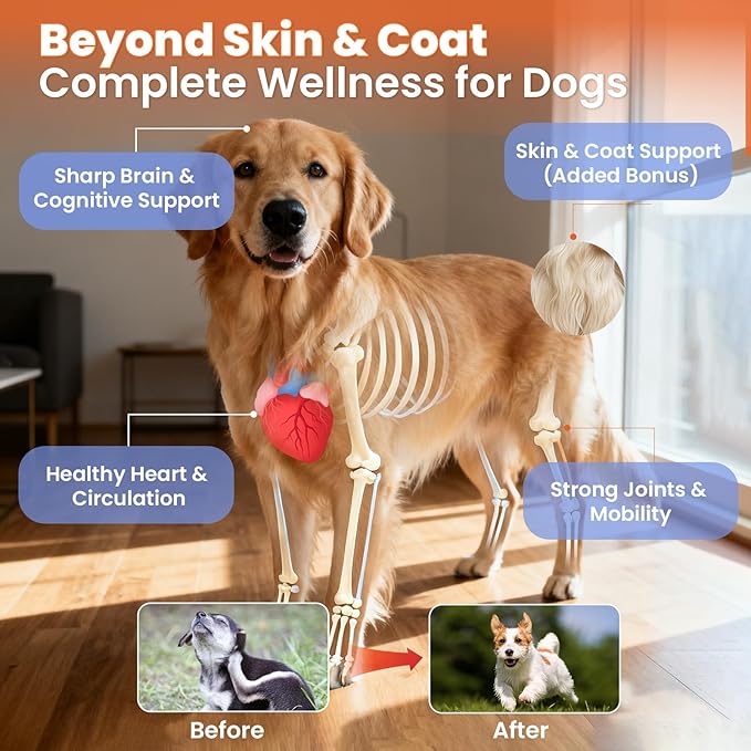 Salmon Oil for Dogs,Omega 3 for Dog Skin and Coat Supplement Chews Fish Oil Treat, Omega 6 EPA & DHA Fatty Acids Dry Skin Relief for Dogs, Coat Itch Relief Supplement,Salmon Flavor