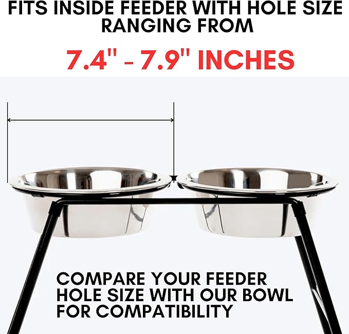Stainless Steel Dog Bowl 2-Pack Metal Food and Water Dish (8.1" inch Outer Diameter) Pet Feeder Replacement Bowls Dishwasher Safe, Easy to Clean (7 Cups)