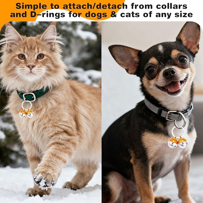 EXPAWLORER Pet Bells for Cat Collar - Extra Loud Dog Cat Collar Accessories Bells, Color Blocking Pet Jingle Ornament Training Pendant Neck Decoration, Tracker for Saving Birds, Silver 1 Pack