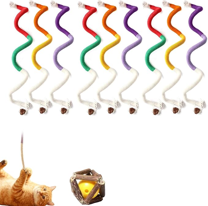 Catnip Chew Rope Toy – Natural, Safe Tooth Cleaner for Indoor Cats, 2026 New Cat Chew Rope, Catnip-Infused Organic Cotton Cat Chew Toys, Interactive Kitten Nip Toys & All Breeds (9PCS)