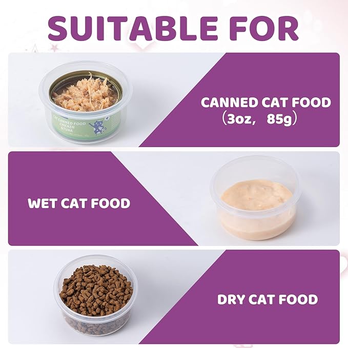 4Pack Cat Can Covers for 3 oz Canned Food Storage Container, Airtight Lock Pet Food Sealer Lids Transparent Kitten Can Box for 2.56''/65mm D and 85g Small Cans