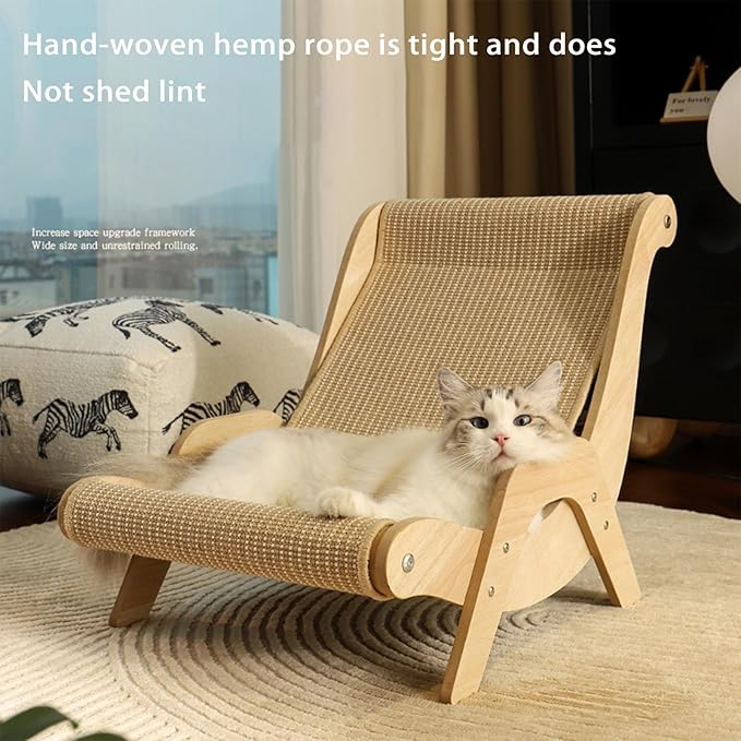 Cat Recliner Scraper Board, 2026 New 2 in 1 Cats Scratcher Bed Scratch Resistant & Low Lint, Wooden Cats Sofa Bed with Replaceable Cat Scratching Suitable for Cats (C)